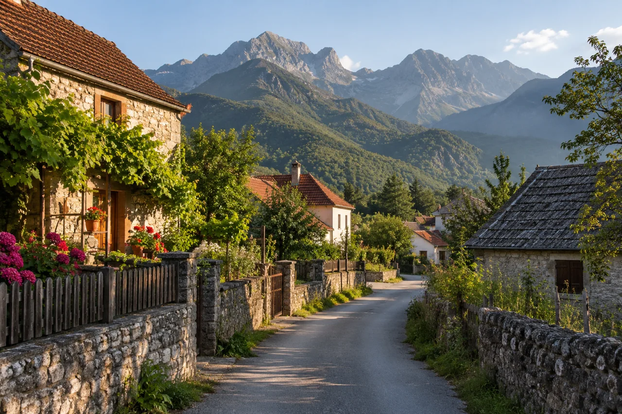 Village lane inspired by the Gusinje region