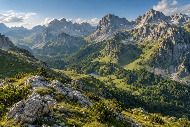 Summer limestone peaks inspired by Prokletije National Park